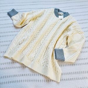 Altar'd State Cream and Gray Cable Knit Sweater